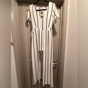 Black and White Striped Jumpsuit